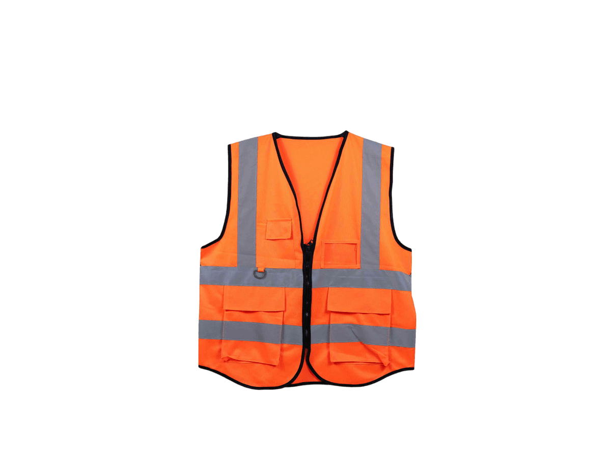 Áo phản quang khóa kéo có túi 1 màu